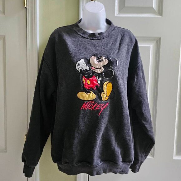Vintage 90s Mickey Inc Disney Mickey Mouse Embroidered Graphic Sweatshirt Large - Picture 1 of 11